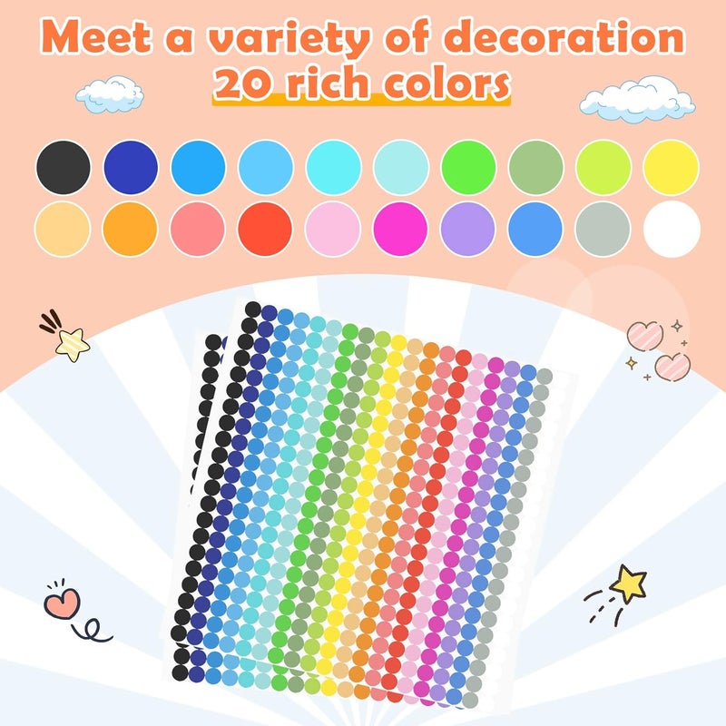 Nestcode 6720 PCS Small Dot Stickers Round Color Coding Labels Circle Dot Stickers Label Sticker in 20 Colors for Office,Classroom - Image 3